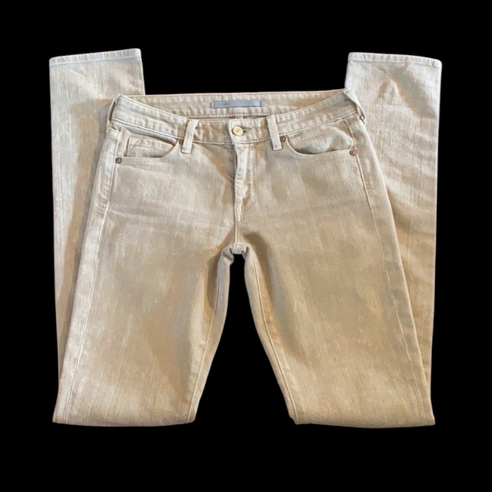 Vince khaki tan brown classic denim skinny business casual jeans pants 25